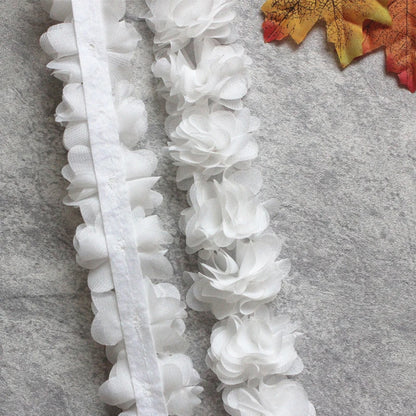 1 Yard Width 5cm 3D Chiffon Flowers Lace Trim Multicolor DIY Lace Ribbon Decor Clothes Accessories Craft Sewing Fabric Suppli