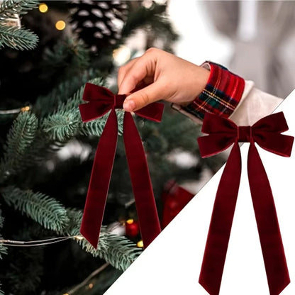 12 pieces of red velvet Christmas tree garlands - Festival gift loops for Christmas wreaths, decorations and folk handicrafts