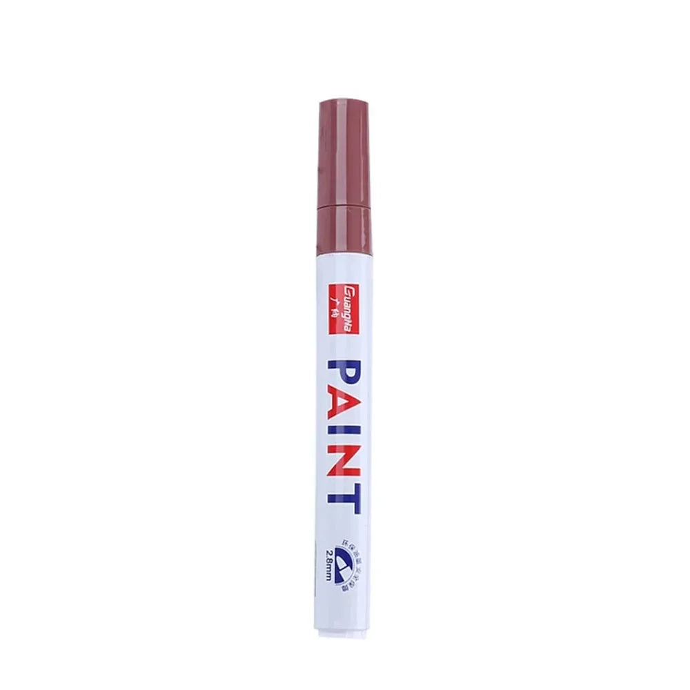 Car Paint Pen Waterproof Car Wheel Tire Oily Painting Mark Pen Auto Rubber Tyre Tread CD Metal Permanent Paint Marker - Brown