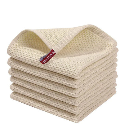 Cotton Towel Soft Absorbent Dishcloth Kitchen Dish Rags Honeycomb Breathable Face Wash Towel Household Cleaning Cloth Wash Cl