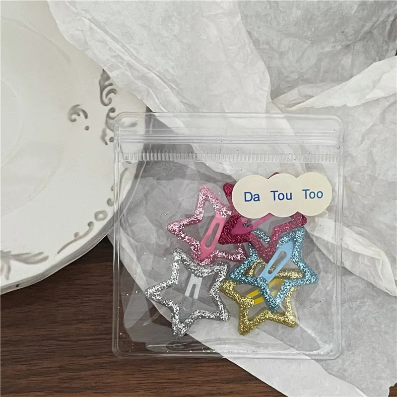 Colorful Sequins Water Drop Five-Pointed Star BB Clip Bang Clip Sweet Girl Gold Powder Love Heart-Shaped Hairpin Side Clip Ne