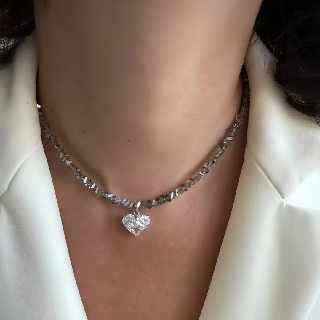 Design Exaggerated Baroque Transparent Crystal Chain With Sexy Zircon Cross Pendant Necklace For Women Wedding Praty Gift - Q