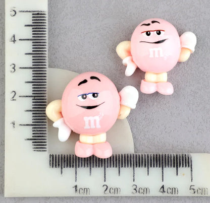 20pcs/lot Kawaii Funny M Beans Flatback Resin Cabochon Scrapbooking Crafts Fit Phone Deco Parts DIY Hair Bows Accessories - 0