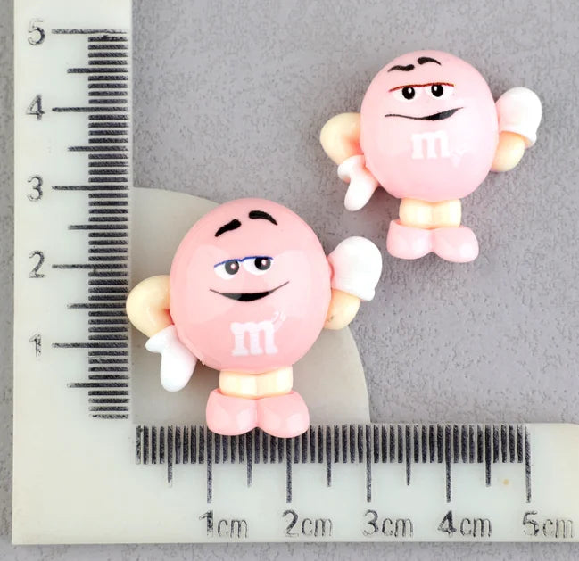 20pcs/lot Kawaii Funny M Beans Flatback Resin Cabochon Scrapbooking Crafts Fit Phone Deco Parts DIY Hair Bows Accessories