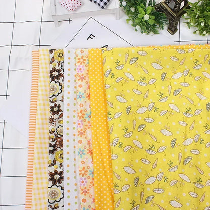 Printed Cotton Fabric for Sewing, Quilting Fabrics for Patchwork, Needlework, DIY Handmade Accessories, 25x25cm - YELLOW