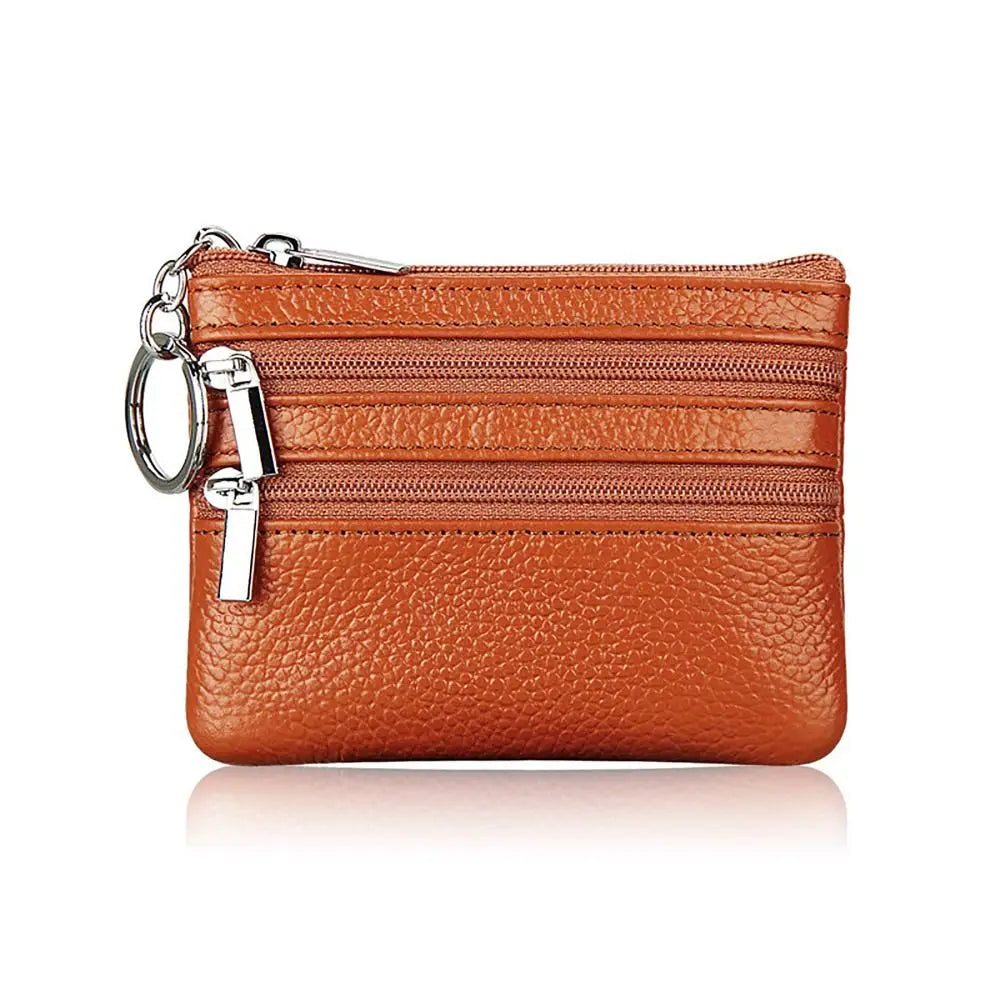 PU Leather Money Coin Purse 2024 New with Key Ring Waterproof Pocket Purse Zipper Wear-resistant Credit Card Holoder Male
