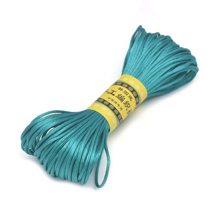 20M 1.5mm Satin Nylon Trim Cord, Rattail Cord Chinese Knot - Peacock Blue