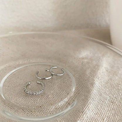 LATS Clips Earrings for Women Unisex Minimalist Fashion Cartilage Hoop Earings Set Ear Cuff Fake Piercing Clip on Ear Jewelry
