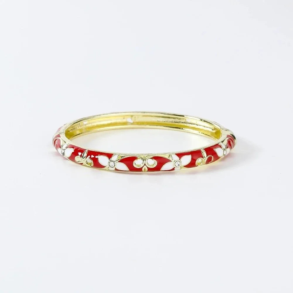 Enamel Vintage Cloisonne Bangle Floral Chinese Chinese Flower Bangle Vintage Ethnic Women's Hand Bracelet Gifts for Women Gir