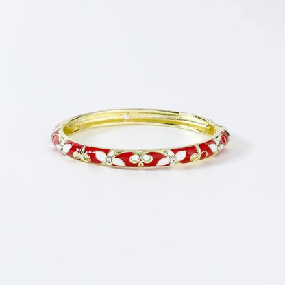 Enamel Vintage Cloisonne Bangle Floral Chinese Chinese Flower Bangle Vintage Ethnic Women's Hand Bracelet Gifts for Women Gir