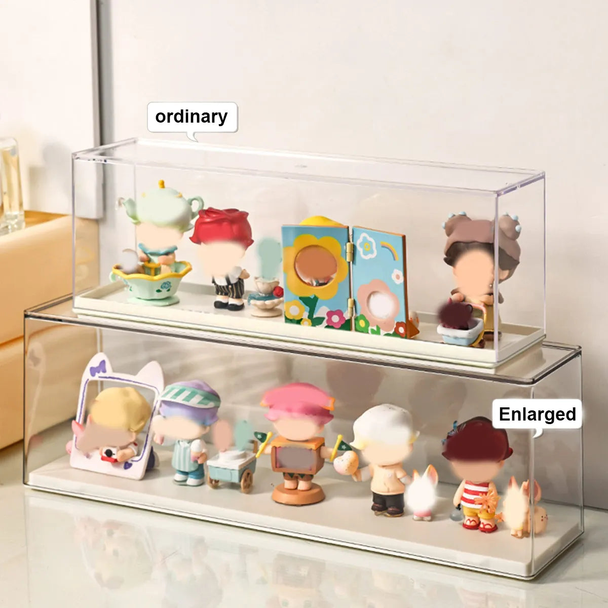 Transparent doll Display Cabinet, Dust-Proof Storage Box for Collectibles, doll and doll Display Rack, Stackable Storage Box