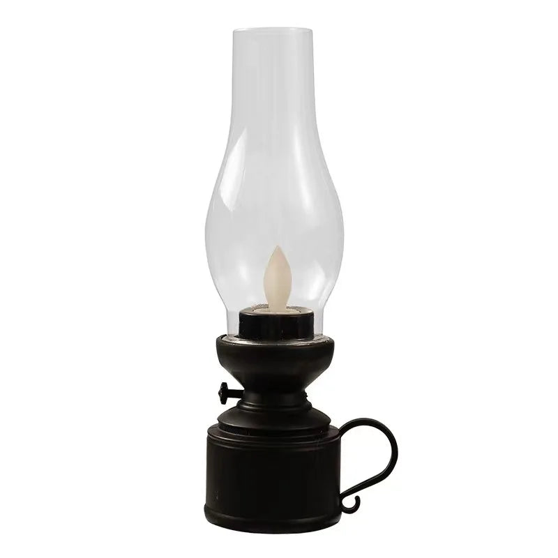 Vintage Lantern Retro Design LED Hanging Oil Lamp Battery Operated Decorative for Home Holiday Christmas Gifts Home Decor - B