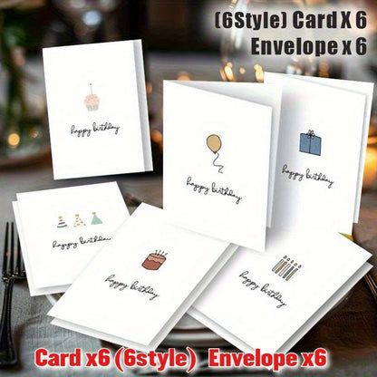 12pcs Pack Blank Birthday & Celebration Greeting Cards Blank Cards with Envelope, Elegant Minimalist Design, Pack for, Office