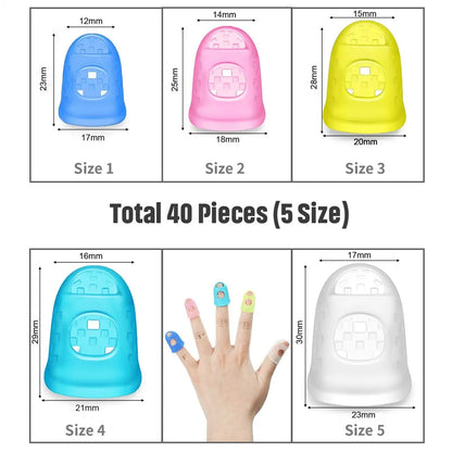 Guitar Fingertip Protectors 10 PCS Silicone Finger Guards 5 Sizes