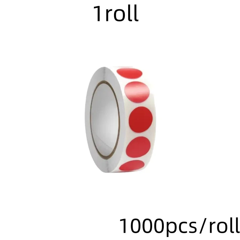 1000 PCS Color Dot Label Sticker Classification Mark Coated Paper Sticker Rolls Kawaii Stationery Aesthetic - red-1000pcs rol