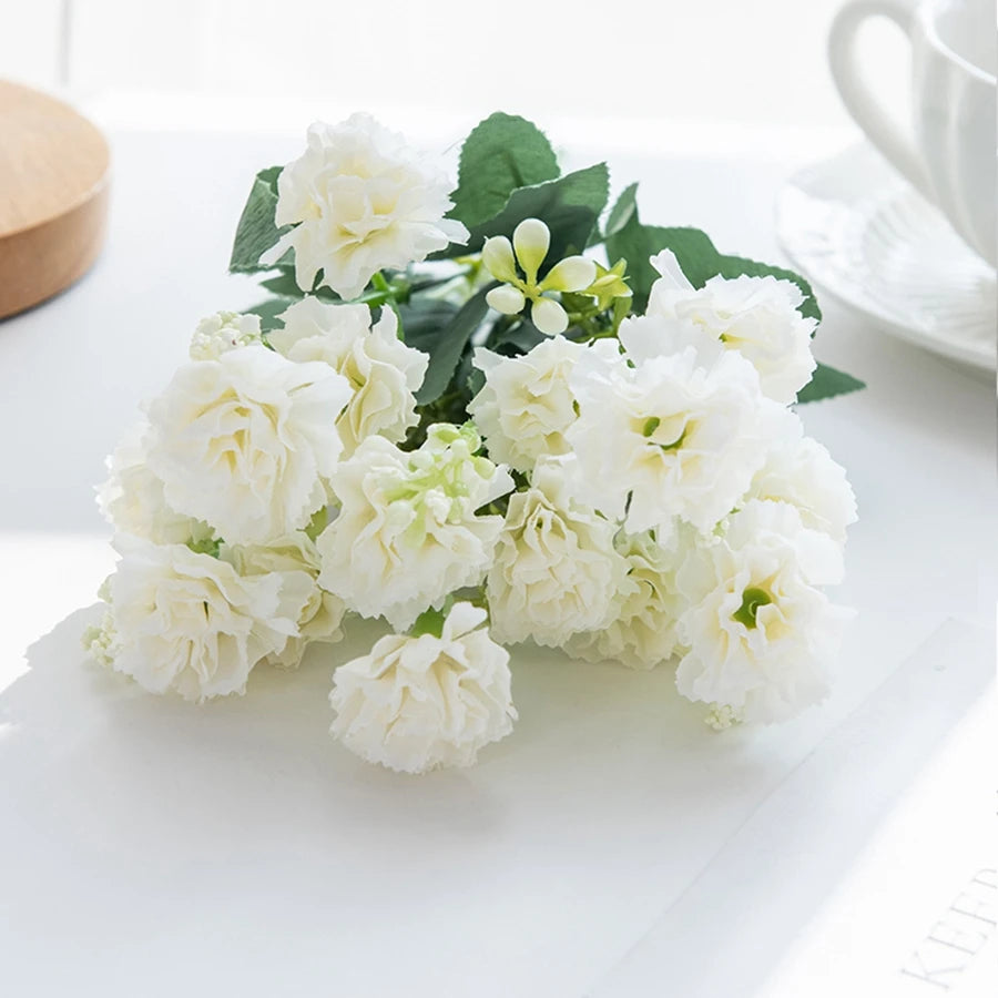 5 Forks 15 Heads Small Carnation for Wedding Arch Decor Christmas Garland Accessories Home Floral Arrangement Artificial Flow