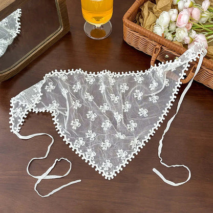 Multi Functional Triangle Scarf Cream Color Lace Waist Tie Belt Headband Bohemian Style Women Accessories