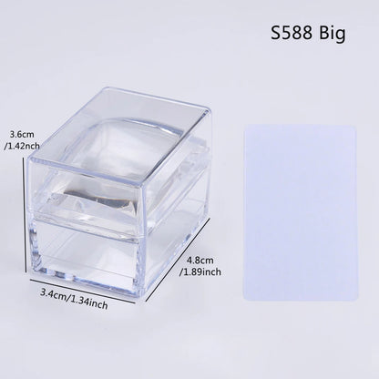 1pc Transparent Silicone Nail Art Stamping Kit French Design For Manicure Plate Stamp Polish Seal Two Side Stamper Scraper To