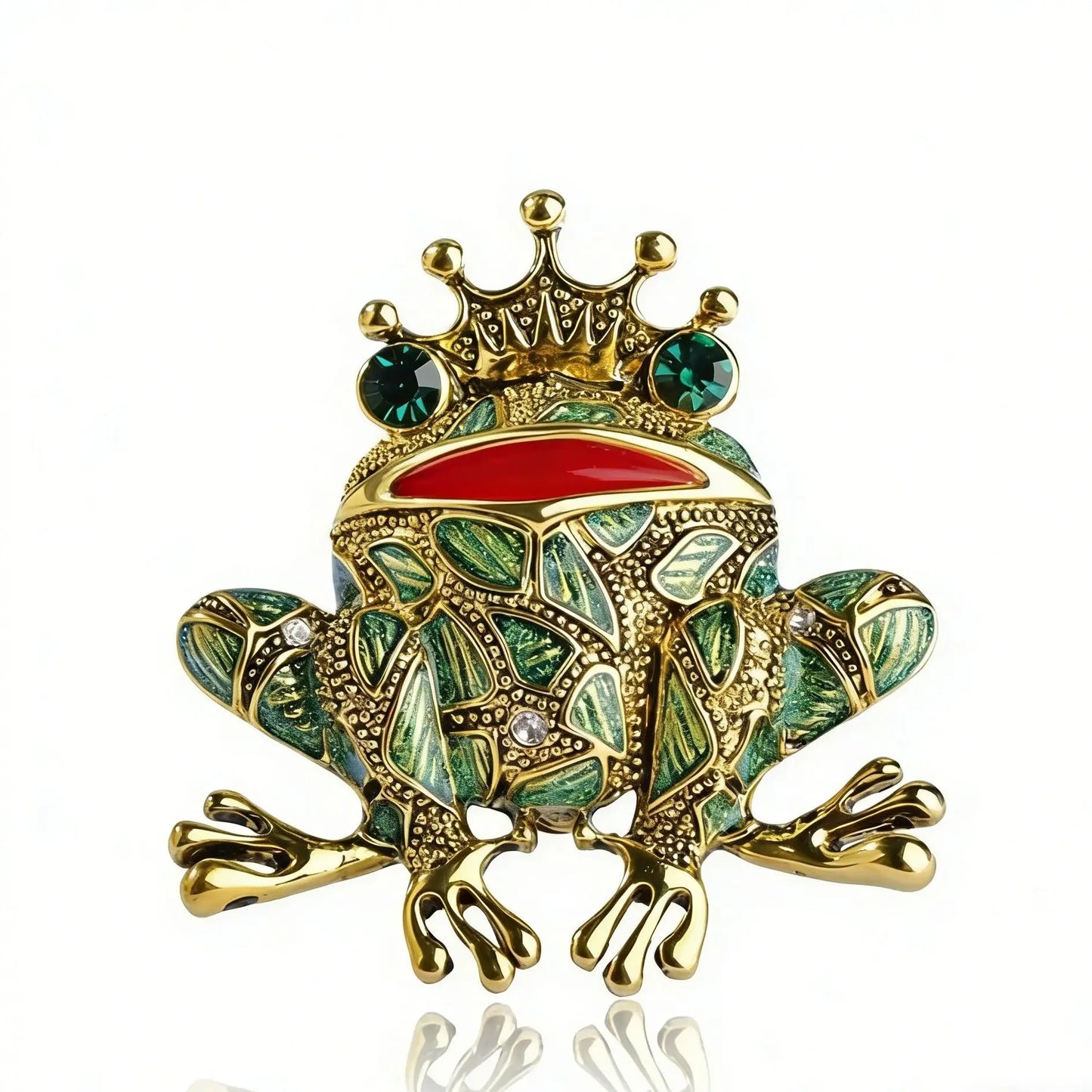 Vintage Black Frog Brooch Green Eyes Insect Toad Brooches for Men Women Kids Sweater Scarf Coat Accessories Jewelry Pins