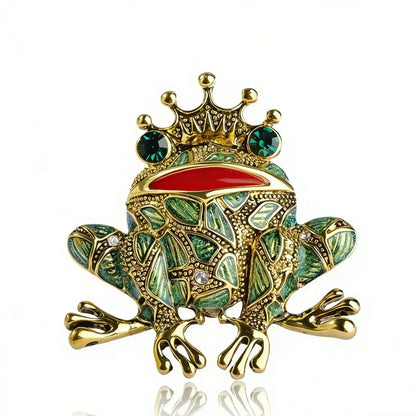 Vintage Black Frog Brooch Green Eyes Insect Toad Brooches for Men Women Kids Sweater Scarf Coat Accessories Jewelry Pins