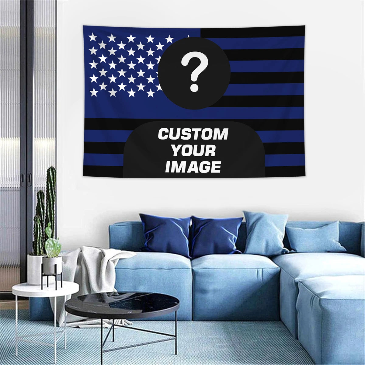 1pc Personalized photo customized American flag tapestry, room decoration banner tapestry customized for family, pets, idols