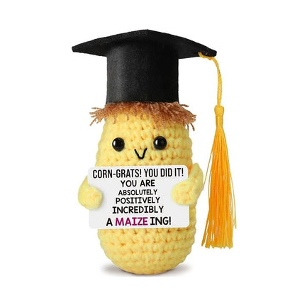 Graduation Season Handmade Crocheted PhD Doll - Positive Mood Plush Toy, Cute Emotional Companion, Graduation Gift for Studen