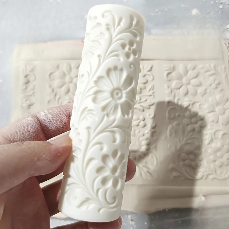 Victorian Daisy Vine Clay Roller Textured for Ceramic Polymer Craft Floral Pattern Decorative Tool