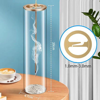 Modern Glass Incense Burner Anti-Ash Flying Incense Holder with Removable Glass Ash Catcher for Home Decor Yoga Meditation