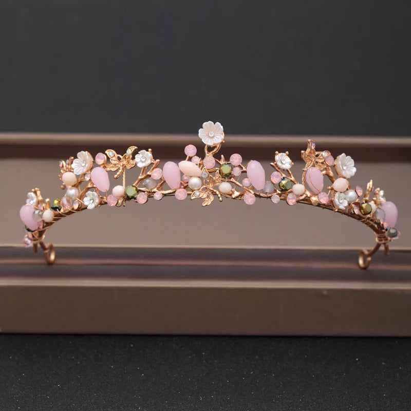 Bridal Baroque Rhinestones Crystal Tiaras Wedding Crown Hair Jewelry for Women Party Crowns Bride Accessory - Gold C