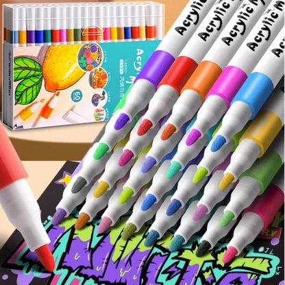 12-80 Colores Set Acrylic Paint Art Marker Pen Rock Painting for Kids Graffiti Stone Ceramic Glass Wood DIY Crafts Art Suppli