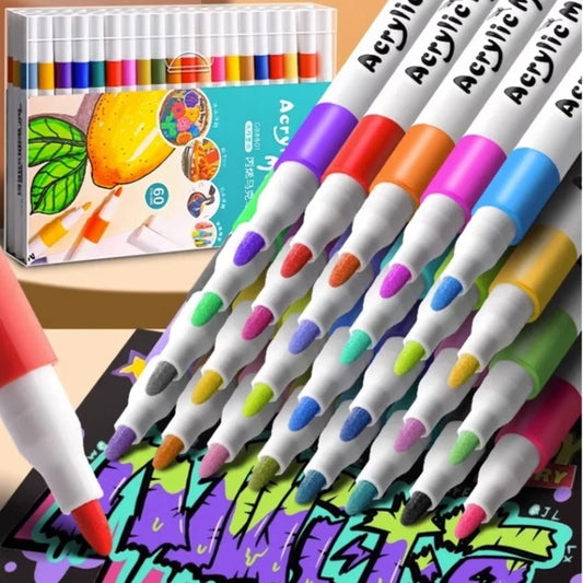 12-80 Colores Set Acrylic Paint Art Marker Pen Rock Painting for Kids Graffiti Stone Ceramic Glass Wood DIY Crafts Art Suppli