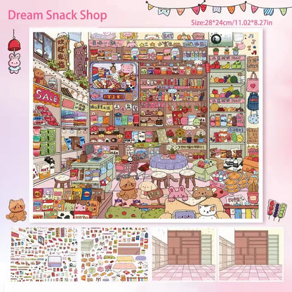 Extra-Large Vintage Grocery Store Scene Stickers Miniature Stickers for Product Storage Series 3D DIY Decorative Collage Stic