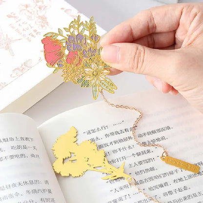 Gift Chinese Design Flowers Brass with Tassel Pendant Vintage Book Clips Office Fine Creative School Stationery Bookmarks