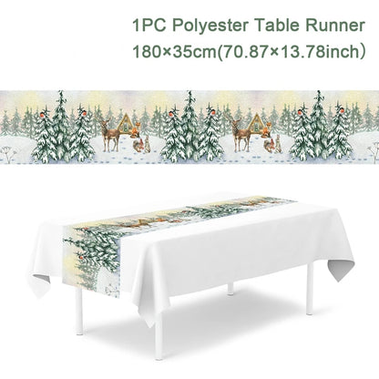 Christmas Table Runner Merry Christmas Decoration for Home Xmas Party Decor 2025 Navidad Notal Noel Ornament Happy New Year 2