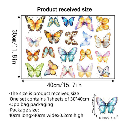 Spring Butterfly Window Clings - Colorful Double-Sided Removable & Reusable Anti-Collision Stickers for Home Decor - Multicol