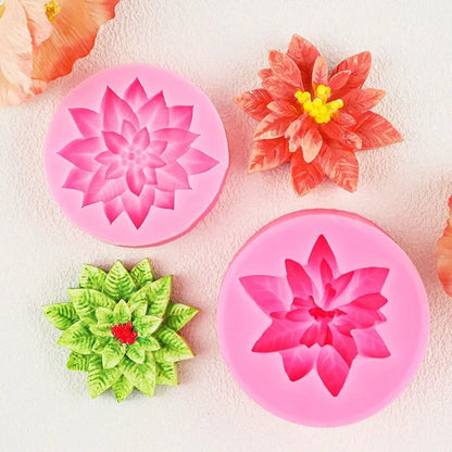 3D Holly Leaf Silicone Mold Cake Baking Christmas Decoration Chocolate Soap Red Fruit Flower Fondant Mould Kitchen Baking Too