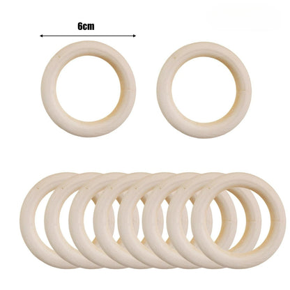 Unfinished Wood Rings Smooth Natural Wooden Ring Circles for Craft DIY Wood Hoops Jewelry Ornaments Connectors Jewelry Making