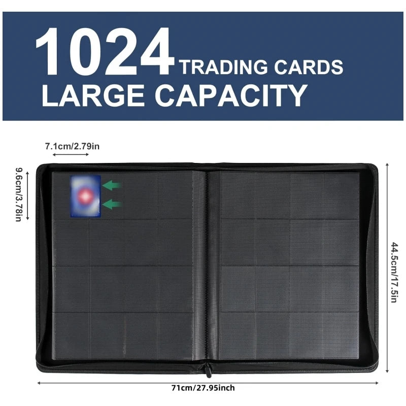16-Pocket Card Binder (1024 Cards) – Black/ Industrial-Strength Storage for TCG & Sports Cards. Collector's Dream