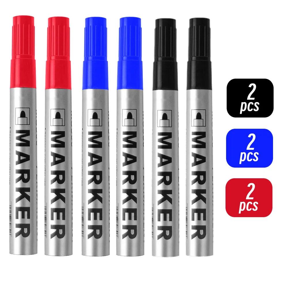 Permanent Paint Marker Pen Waterproof Black Pen for Tyre Oily Markers Quick Drying Signature Pen Stationery Supplies - 2red 2