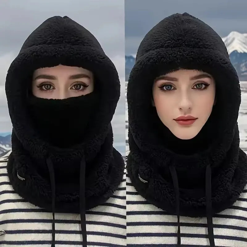 Warm Thermal Windproof Balaclava Ski Hood Motorcycle Face Cover Polar Fleece Adjustable Cycling Neck Cover Full Face Mask Win