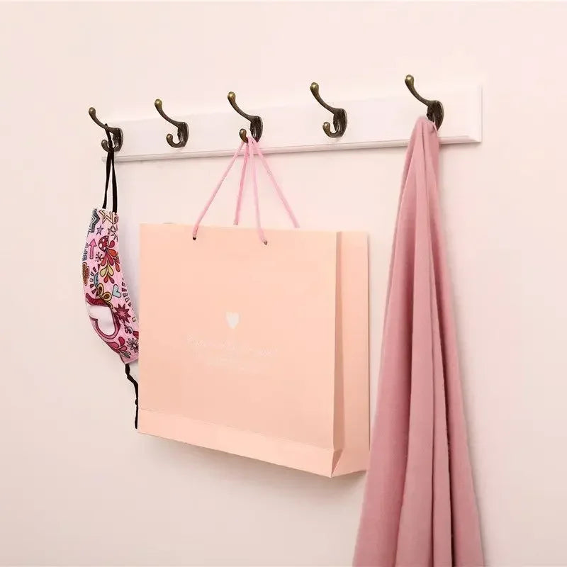 Wall Mounted Solid Wood Coat Rack with Hooks Hats Clothes Hanger Closet Organizer Perchero Furniture for Hallway Entrance Dec