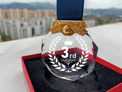 1st 2nd 3rd Place Crystal Trophy - Champion, Runner-Up & Bronze Award Pendants for Sports, Competitions, Ceremonies - 3rd pla