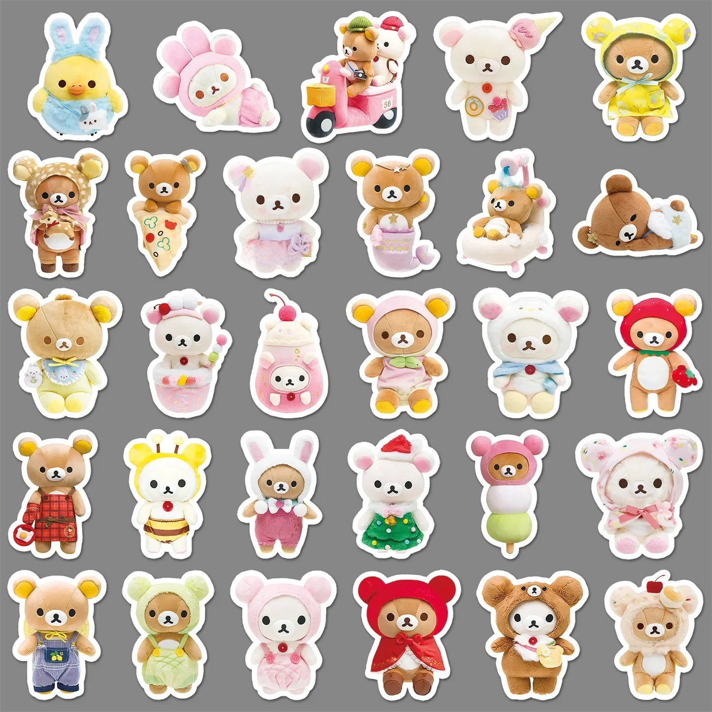 54pcs Rilakkuma Kawaii Stickers Anime Relaxed Bear DIY Art Supplies Notebook Stationery Paster Water Cup Decor Classic Toys G