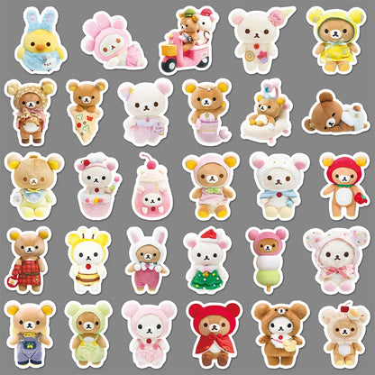 54pcs Rilakkuma Kawaii Stickers Anime Relaxed Bear DIY Art Supplies Notebook Stationery Paster Water Cup Decor Classic Toys G