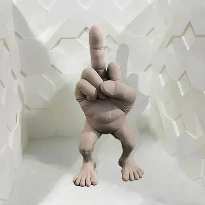 Middle Finger Figure With Legs Office Desk Resin Ornaments Creative Funny Middle Finger Desktop Decoration - gray