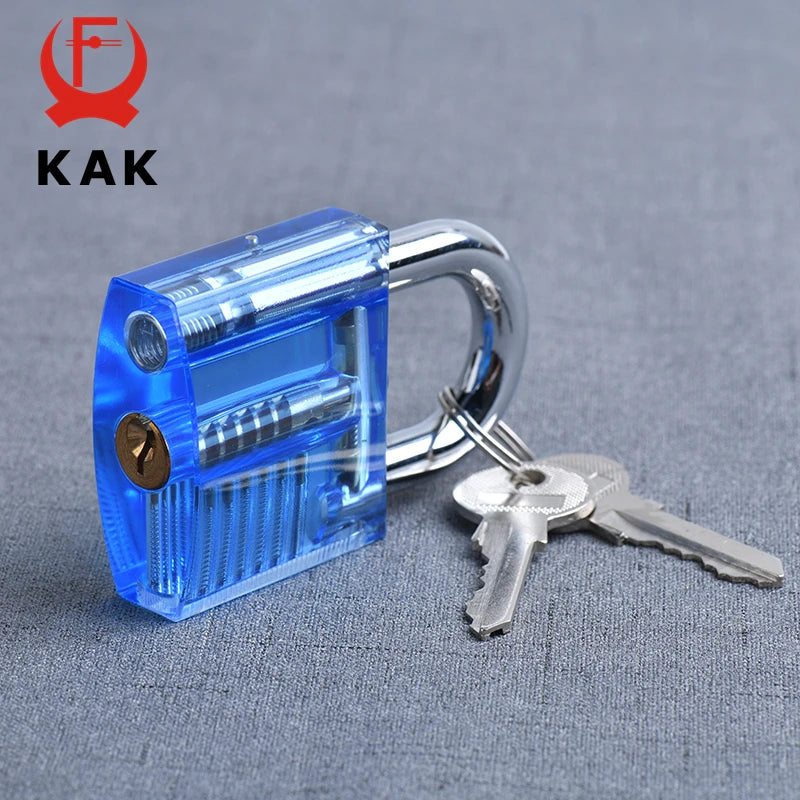 KAK Transparent Practice Padlock with Keys 80x50mm DIY Visible Lock Pick Tools Cutaway Practice Padlock Training Locksmith To