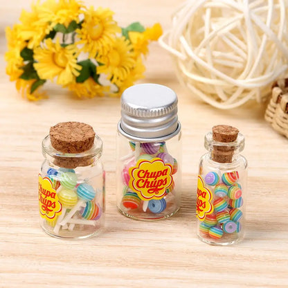 1/12 Scale Doll House DIY Accessories Kitchen Toys Candy Box Lollipops With Jar Dollhouse Miniature Food Simulation Sugar