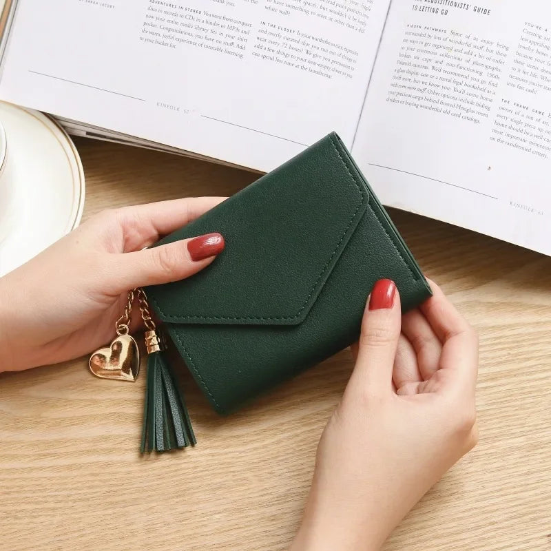 Fashion Short Women Wallets PU Leather Women Luxury Tassels Wallet Hasp Small Wallet Trend Coin Purse Ladies Card Holder Pouc