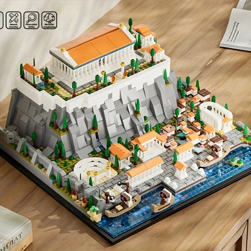 ‌Acropolis of Athens City Architecture Building Blocks Ancient Greeked Landmarks Model for Kids Educational Historical Puzzle