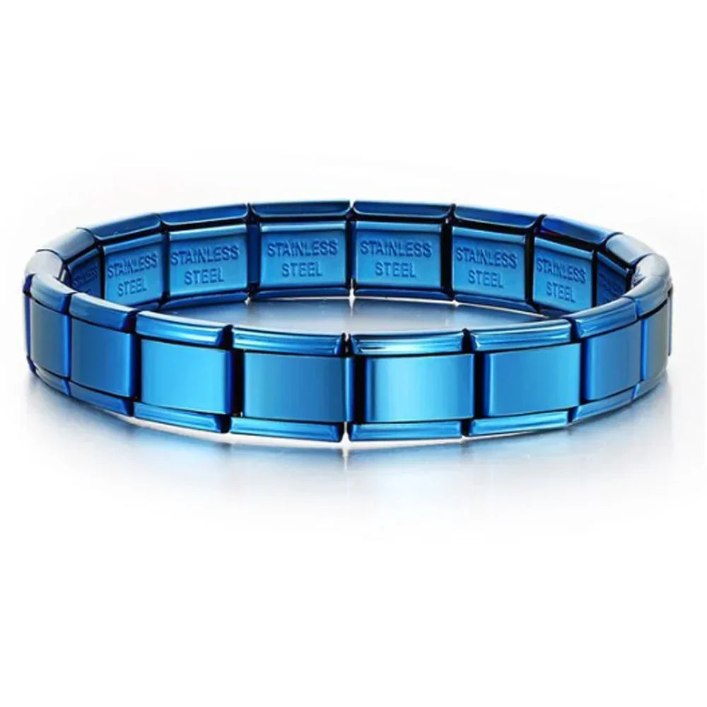 For Women Men Italian Charm Link 9mm Width Silver Gold Color Stainless Steel Bracelets on Hand DIY Making Jewelry - ICH002-5